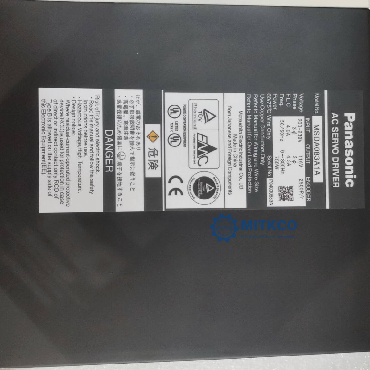 MSDA083A1A panasonic servo drive/motor