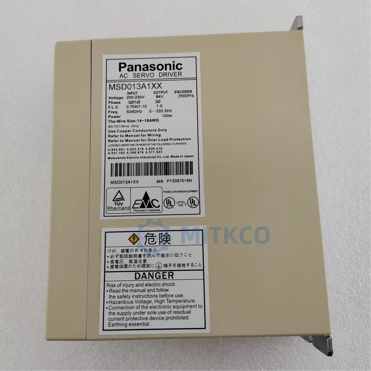 MSD013A1XX Panasonic MS Series Servo Driver 100W 200V