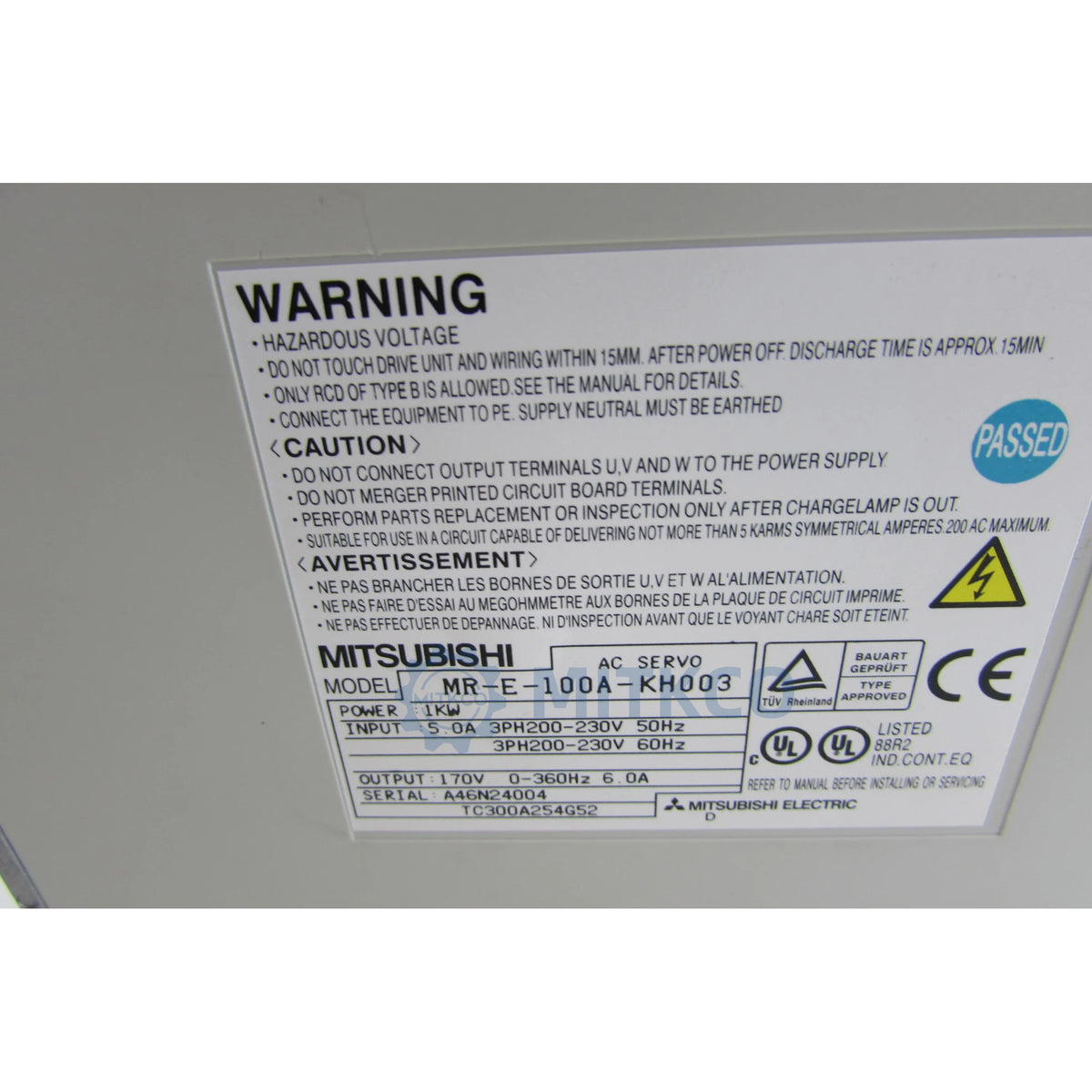 MR-E-100A-KH003 Mitsubishi Servo Drive 1kW 200V Pulse