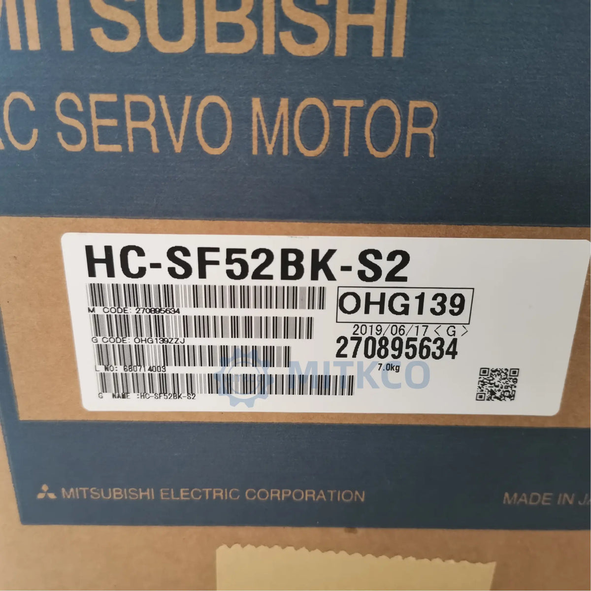 HC-SF52BK-S2 Mitsubishi AC Servo Motor 500W 2000RPM Brake
