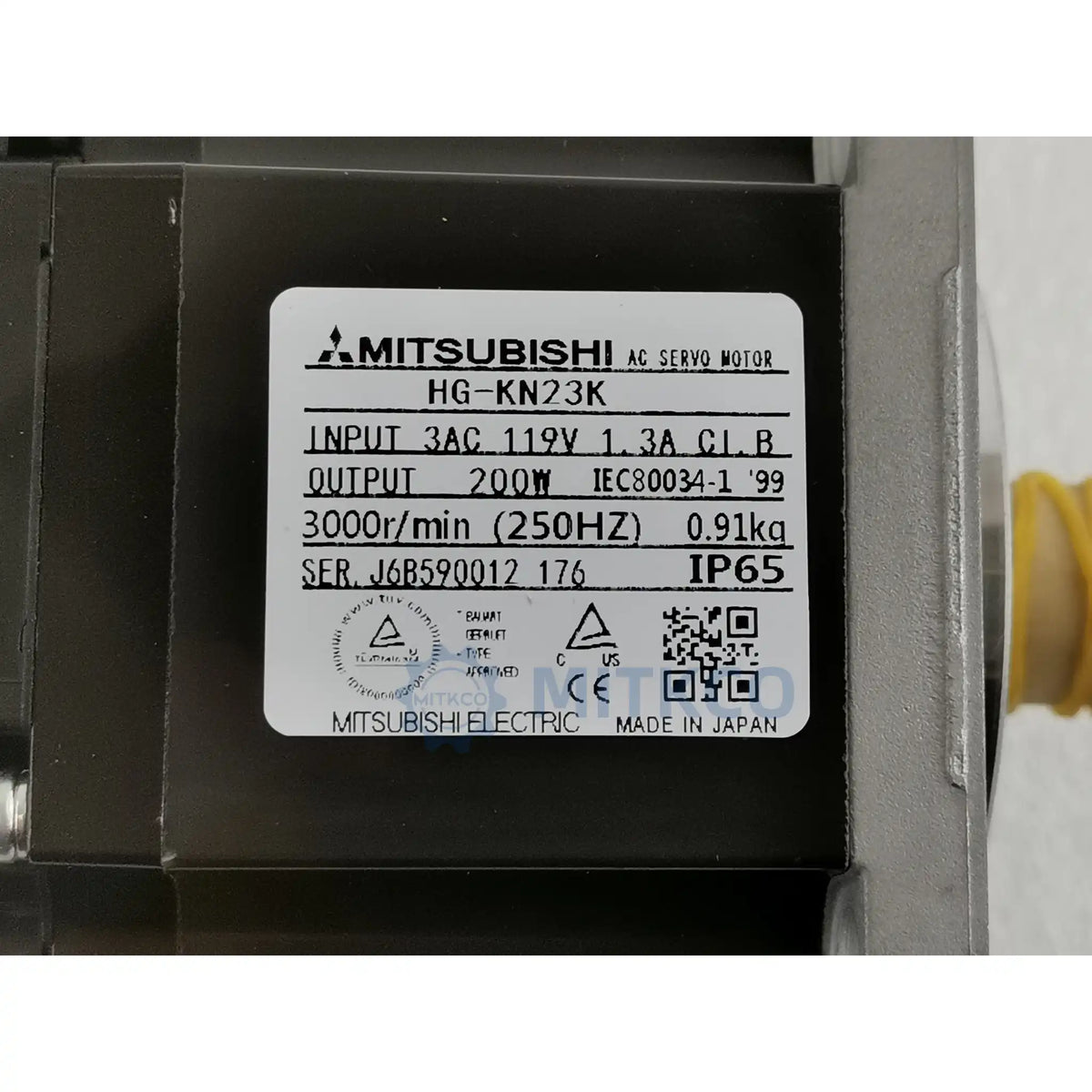 HG-KN23K Mitsubishi 200W AC Servo Motor 3000RPM Keyed Shaft