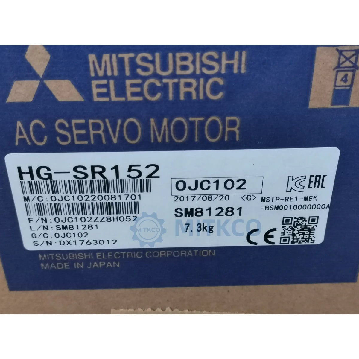 HG-SR152 Mitsubishi 1.5kW AC Servo Motor 2000RPM IP67