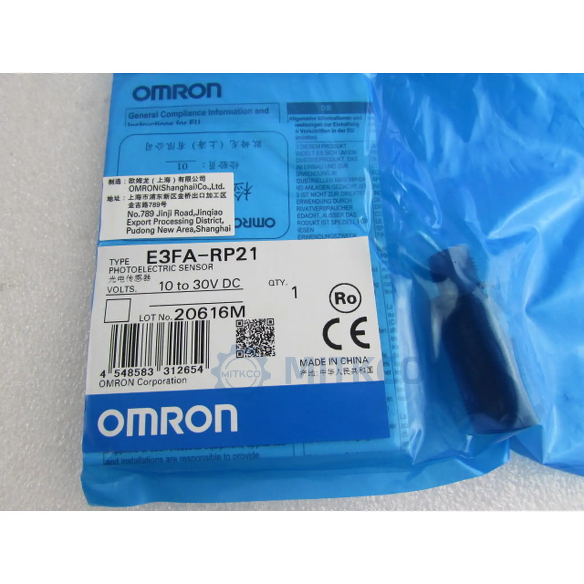 E3FA-RP21 OMRON Retro-Reflective Photoelectric Sensor M18 4m PNP