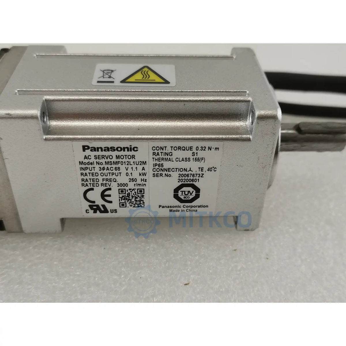MSMF012L1U2M Panasonic MINAS A6 Servo Motor 100W 3000RPM