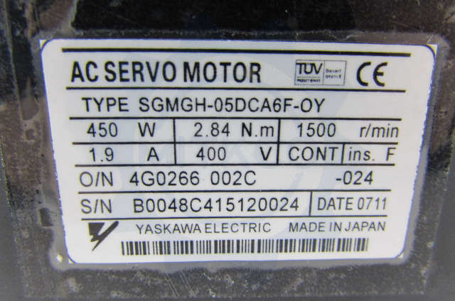 SGMGH-05DCA6F-OY Yaskawa Servo Motor