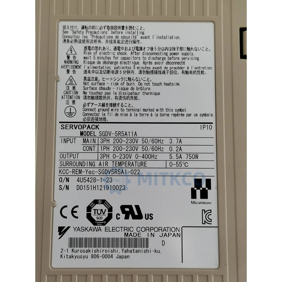 SGDV-5R5A11A Yaskawa Servo Drive 750W 200V Sigma-5