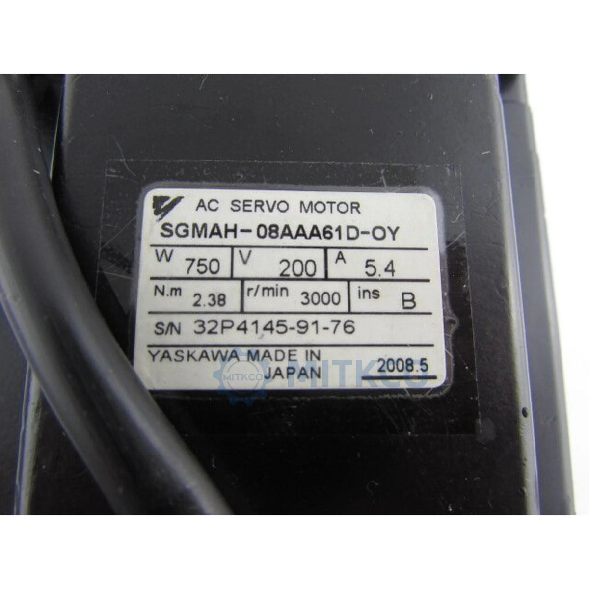 SGMAH-08AAA61D-OY Yaskawa Servo Motor 750W 200V