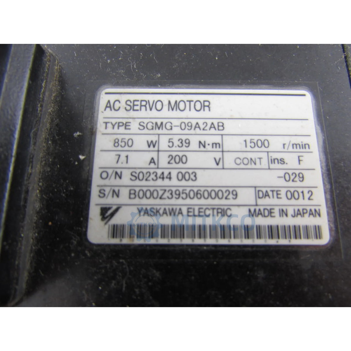 SGMG-09A2AB Yaskawa Servo Motor 850W 200V
