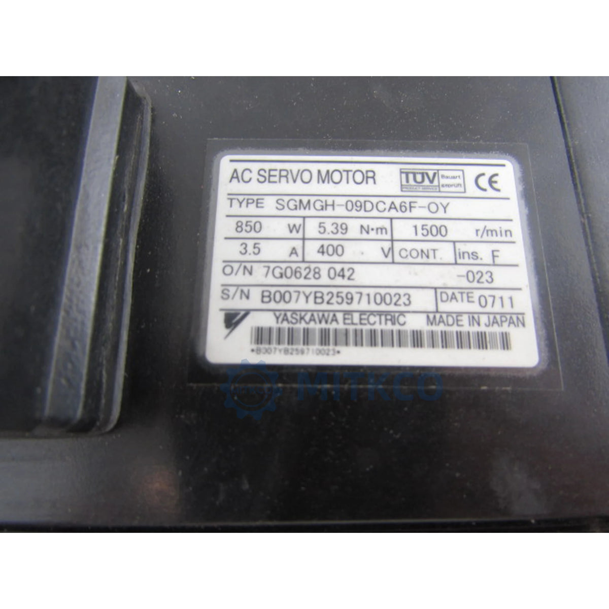 SGMGH-09DCA6F-OY Yaskawa Servo Motor 850W 400V